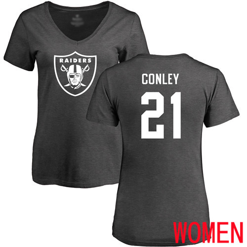 Oakland Raiders Ash Women Gareon Conley One Color NFL Football #21 T Shirt